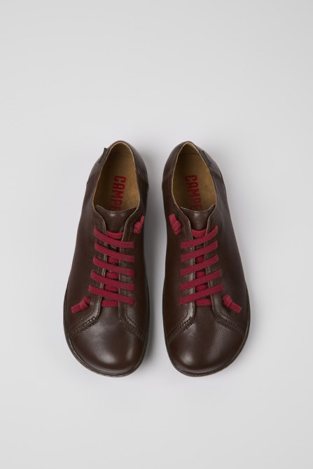 Camper Design Peu Brown Leather Shoes For Women