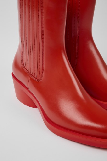 Design Bonnie Red Leather Boots For Women Camper