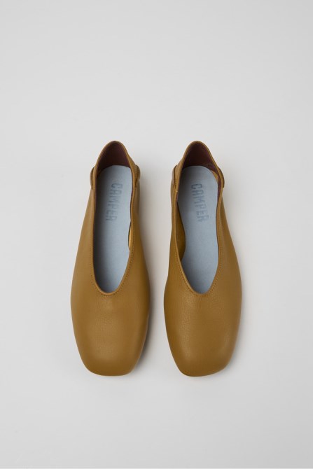 Design Casi Myra Brown Leather Shoes For Women Camper
