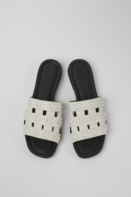 Camper Casi Myra White Leather Sandals For Women New Arrivals