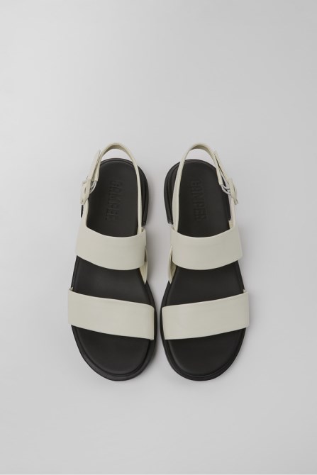 Camper Edy White Leather Sandals For Women New Arrivals