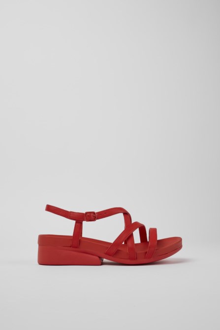 Minikaah Red Leather Sandals For Women Exclusive Camper