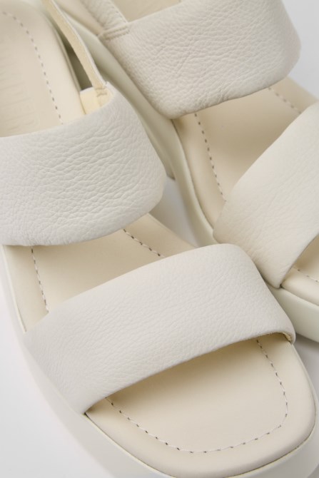 Kaah White Leather Sandals For Women Exclusive Camper