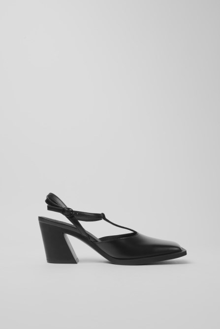 Camper Karole Black Leather T-Bar Shoes For Women New Arrivals