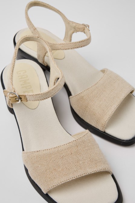 Meda Beige Recycled Hemp And Cotton Sandals For Women Exclusive Camper