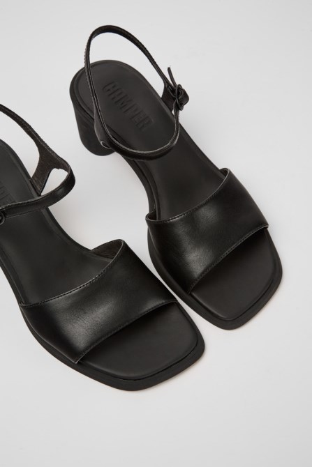 Camper Design Meda Black Leather Sandals For Women