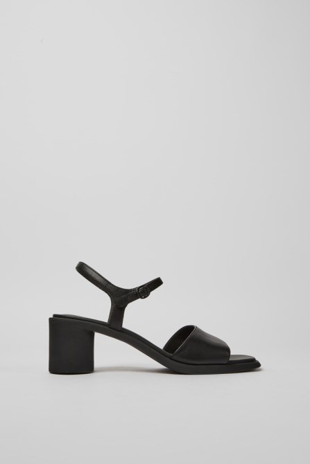 Camper Design Meda Black Leather Sandals For Women
