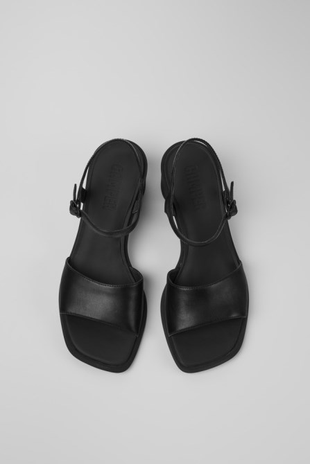 Camper Design Meda Black Leather Sandals For Women