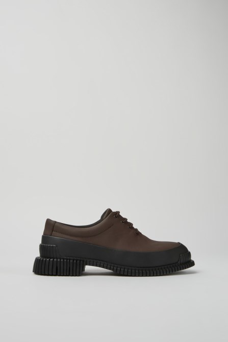 Pix Brown And Black Leather Lace-Up Shoes For Women Camper New Arrivals