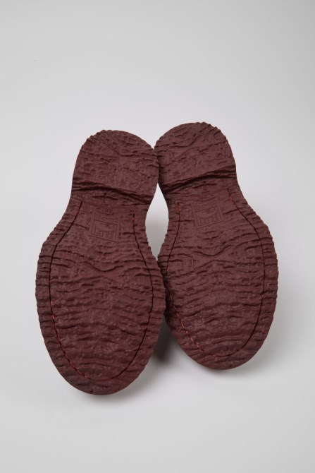 Walden Burgundy Leather Lace-Up Shoes For Women Camper New Arrivals