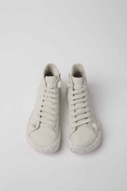 Design Peu Stadium White Non-Dyed Leather Sneakers For Women Camper