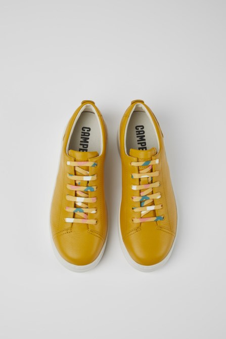 Runner Up Yellow Leather Sneakers For Women Camper New Arrivals