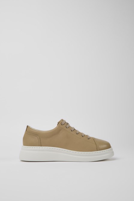Camper Runner Up Beige Leather Sneakers For Women New Arrivals