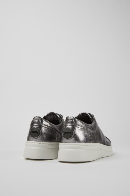 Camper Design Runner Up Gray Metallic Leather Sneakers For Women