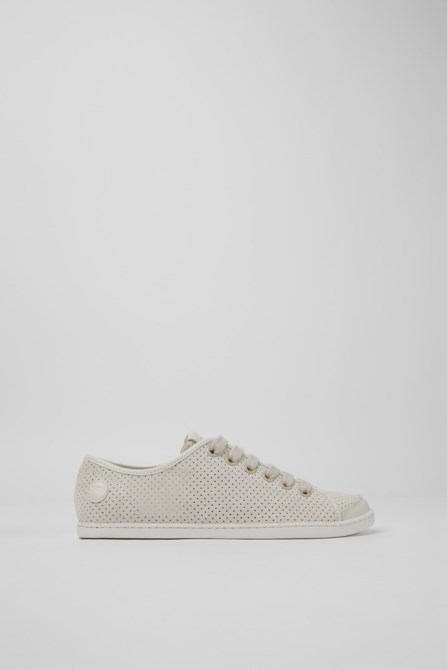 Camper Design Uno Beige And White Leather Sneakers For Women
