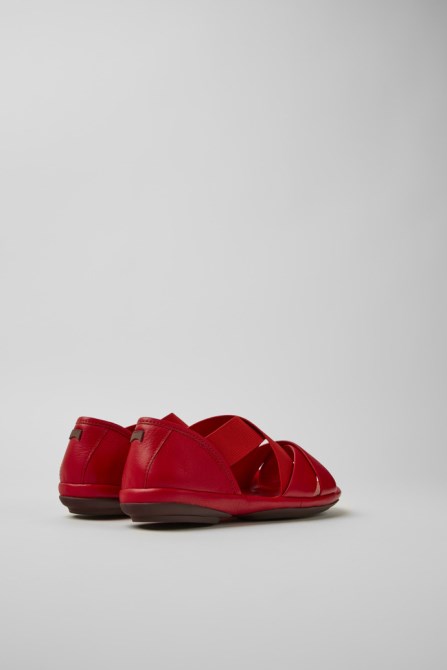 Design Right Red Leather Sandals For Women Camper
