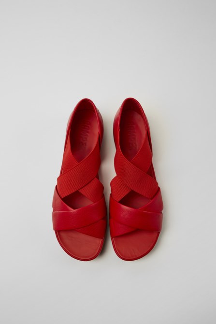 Design Right Red Leather Sandals For Women Camper