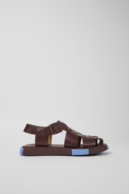 Camper Set Burgundy Leather Sandals For Women New Arrivals