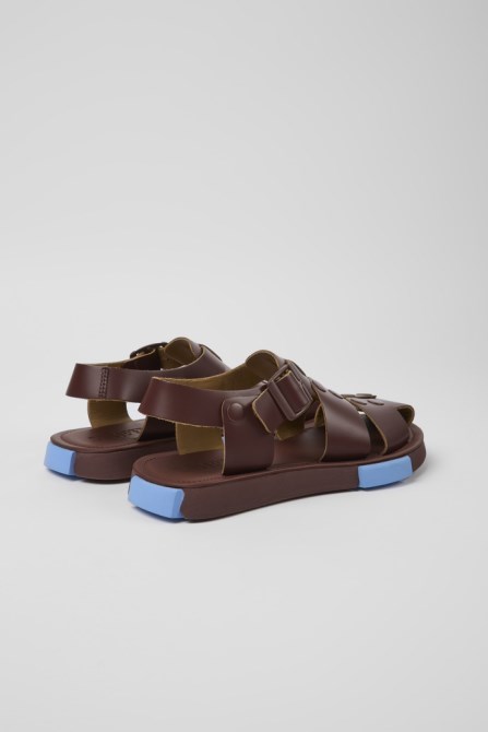 Camper Set Burgundy Leather Sandals For Women New Arrivals
