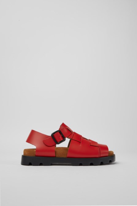 Camper Design Brutus Sandal Red Leather Sandals For Women