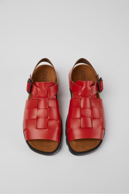 Camper Design Brutus Sandal Red Leather Sandals For Women