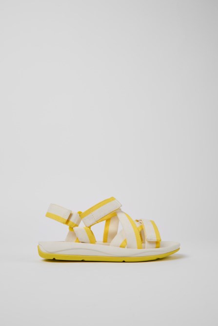 Match White And Yellow Recycled Pet Sandals For Women Camper New Arrivals