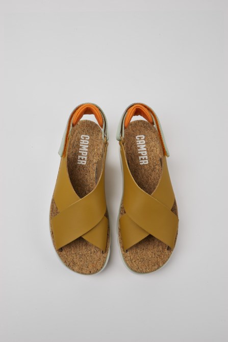 Oruga Brown And Green Sandals For Women Camper New Arrivals