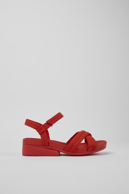 Design Minikaah Red Recycled Pet And Nylon Sandals For Women Camper