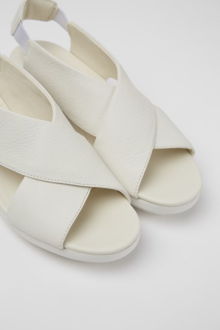Design Balloon White Leather Sandals For Women Camper