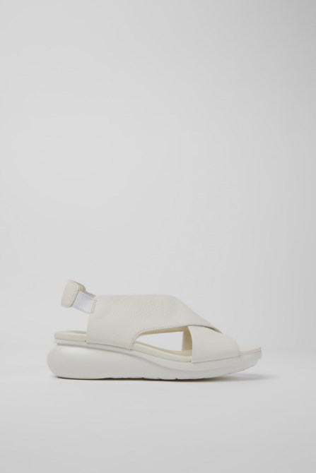 Design Balloon White Leather Sandals For Women Camper