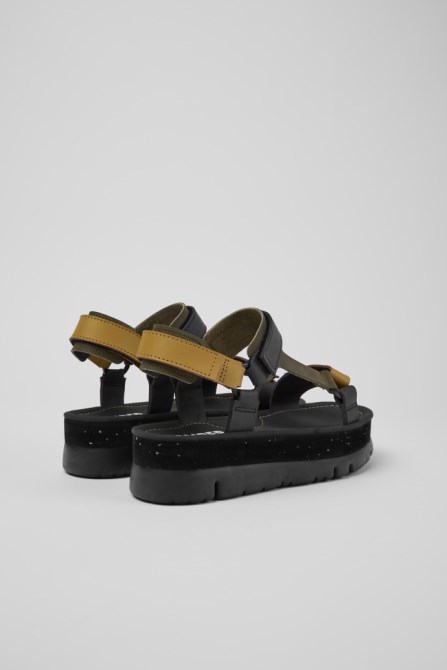 Oruga Up Black Brown And Green Leather Sandals For Women Camper New Arrivals
