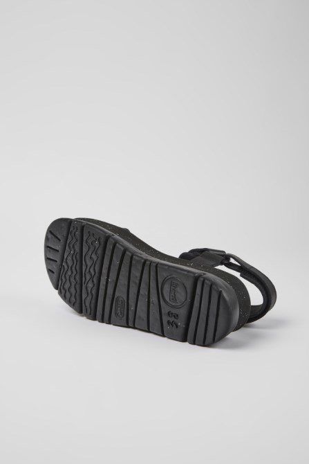 Camper Design Oruga Up Black Leather Sandals For Women