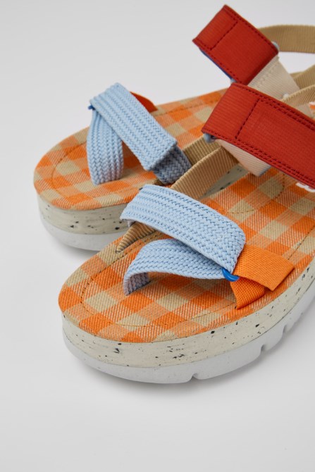 Oruga Up Beige Blue And Red Sandals For Women Exclusive Camper