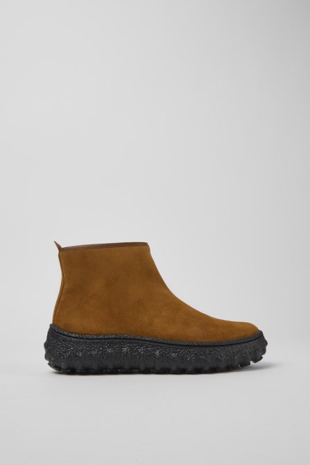 Camper Design Ground Michelin Brown Suede Ankle Boots