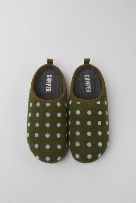 Wabi Green And Blue Wool Women's Slippers Exclusive Camper
