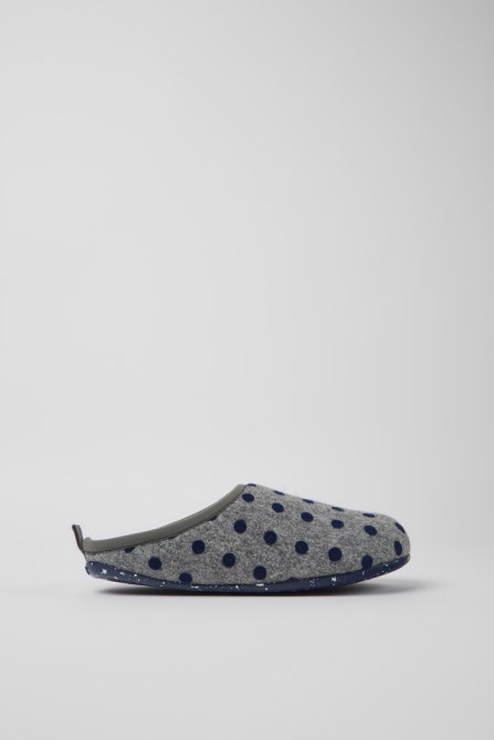 Camper Design Wabi Gray And Blue Wool Slippers For Women