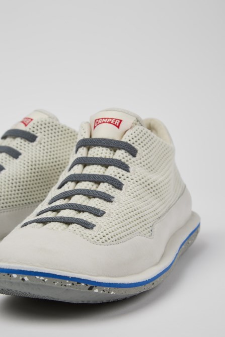 Camper Design Beetle White Non-Dyed Leather Sneakers For Men