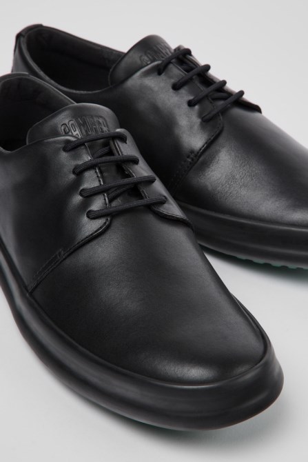 Camper Design Chasis Black Leather Shoes For Men