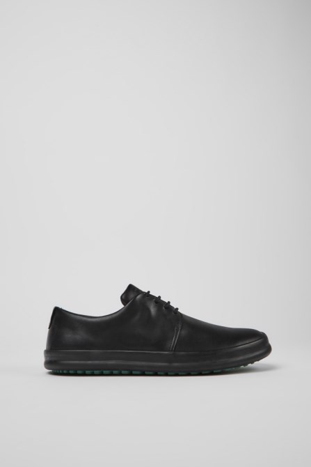 Camper Design Chasis Black Leather Shoes For Men