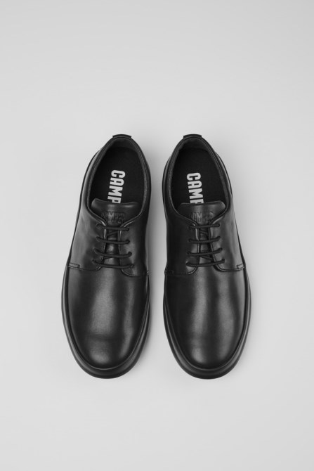 Camper Design Chasis Black Leather Shoes For Men