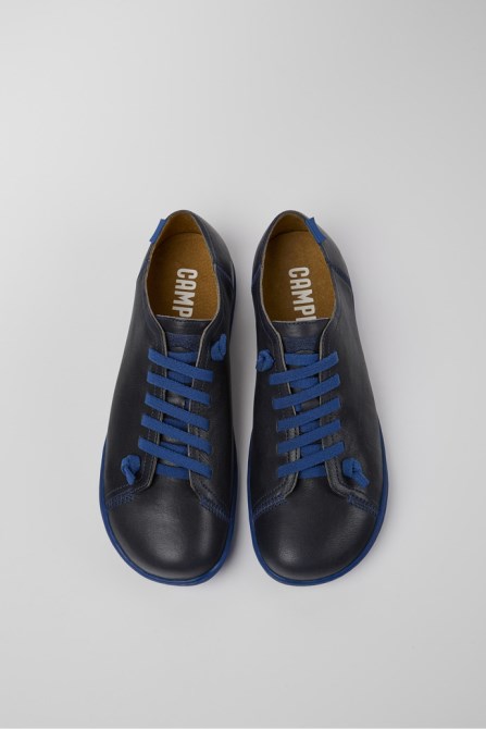 Design Peu Blue Leather Shoes For Men Camper