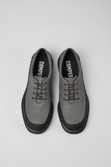 Pix Gray And Black Leather Lace-Up Shoes For Men Camper New Arrivals