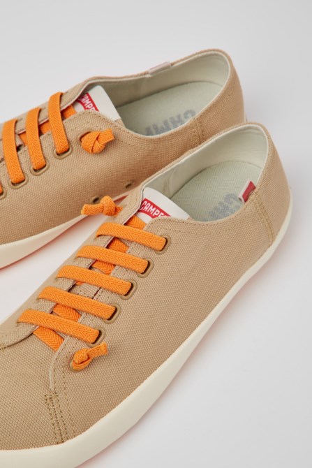Peu Rambla Beige Recycled Cotton Sneakers For Men Exclusive Camper