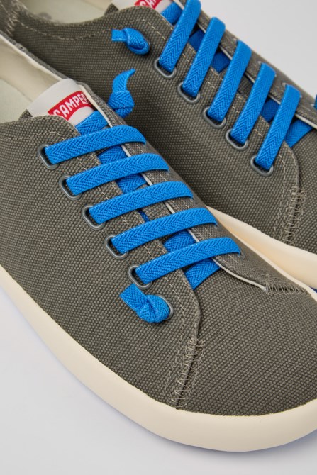 Peu Rambla Grey Recycled Cotton Sneakers For Men Camper New Arrivals