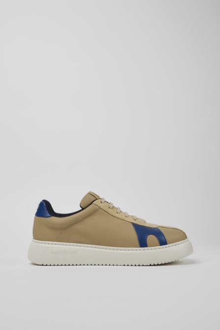Runner K21 Beige And Blue Leather And Nubuck Sneakers For Men Exclusive Camper