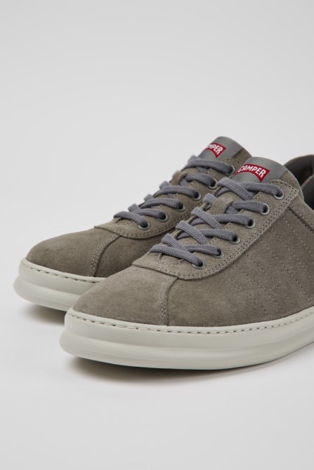 Camper Runner Grey Leather Sneakers For Men New Arrivals