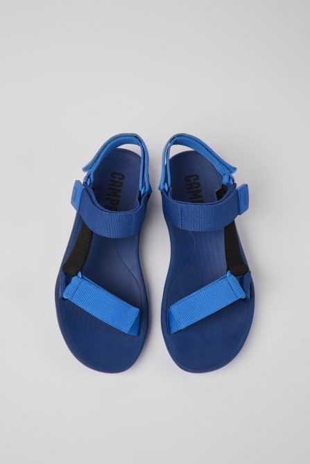 Exclusive Camper Match Blue And Black Recycled Pet Sandals For Men