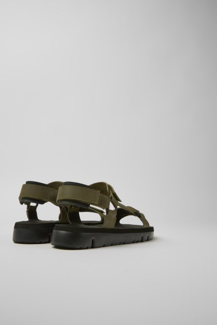 Design Oruga Green Leather Sandals For Men Camper