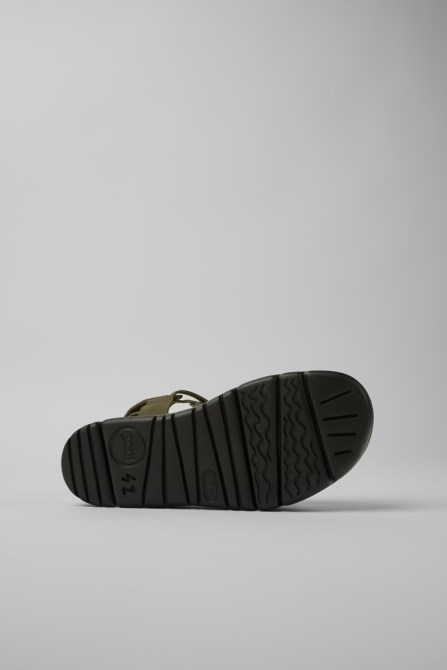 Design Oruga Green Leather Sandals For Men Camper