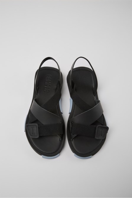 Camper Design Set Black Leather And Recycled Pet Sandals For Men